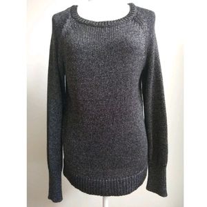 XL Women's knit black sweater with metallic silver